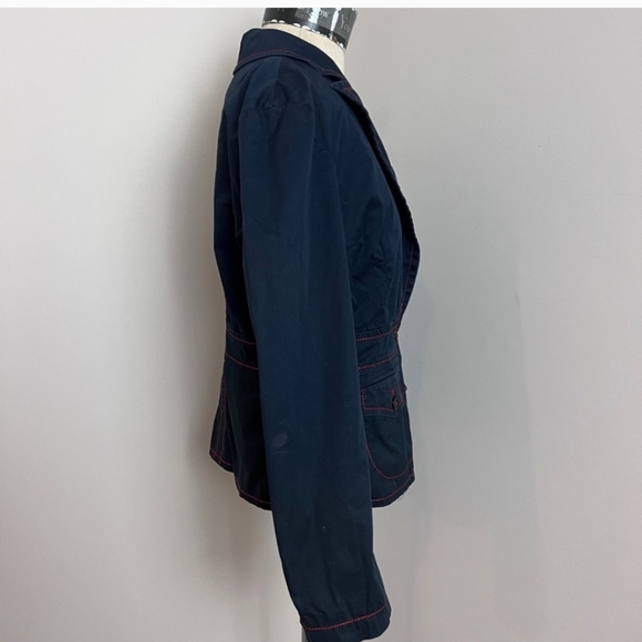 Moschino Jeans Navy Red Stitching Poplin Jacket Blazer size 10 (364) - Picture 6 of 10